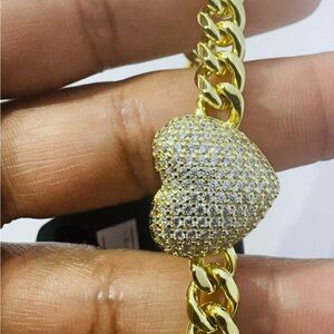 Dazzling Gold plate 14k Heart Bracelet with Crystals